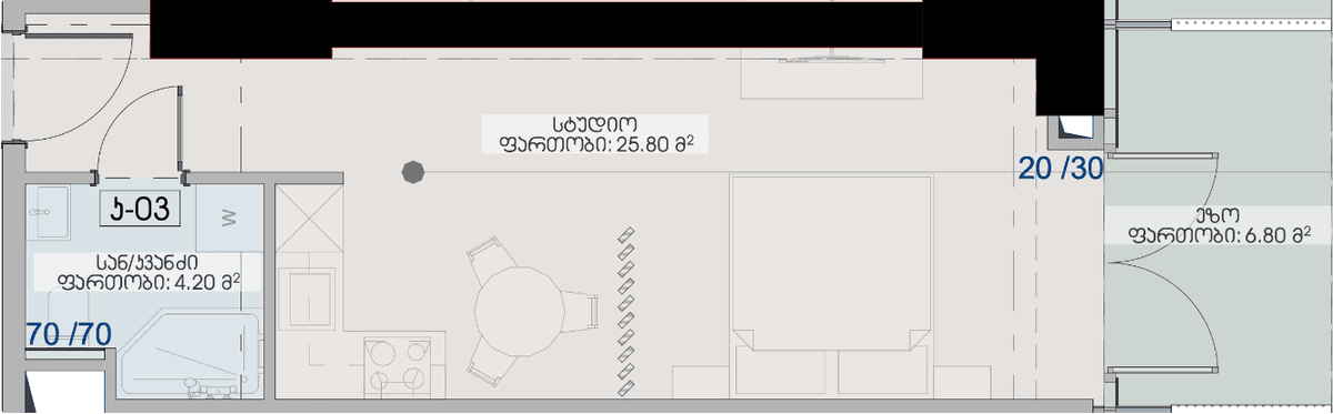 Студия, 36.8 м², 4 этаж в ЖК "Geuz Towers"