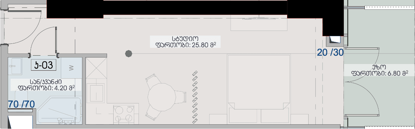 Студия, 36.8 м², 4 этаж в ЖК "Geuz Towers"