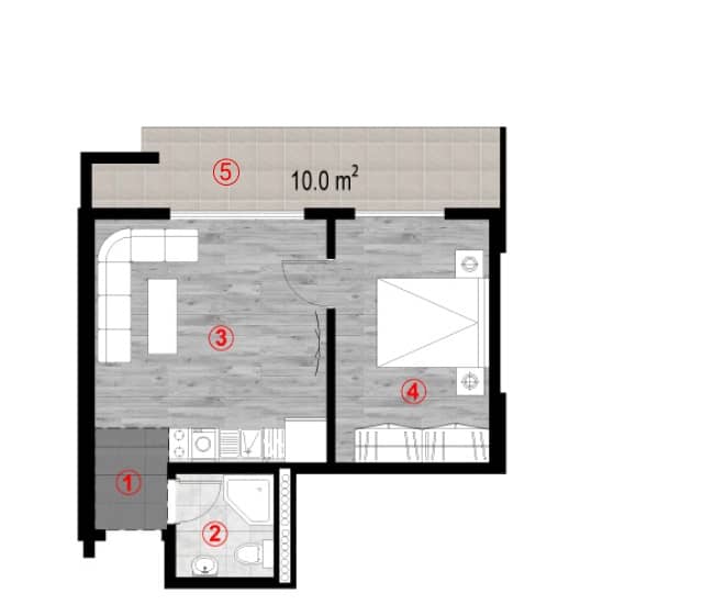 1-комнатная квартира, 46 м², 8 этаж в ЖК "Green Cape"