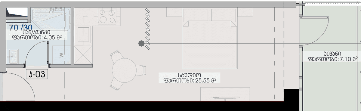 Студия, 36.7 м², 28 этаж в ЖК "Geuz Towers"