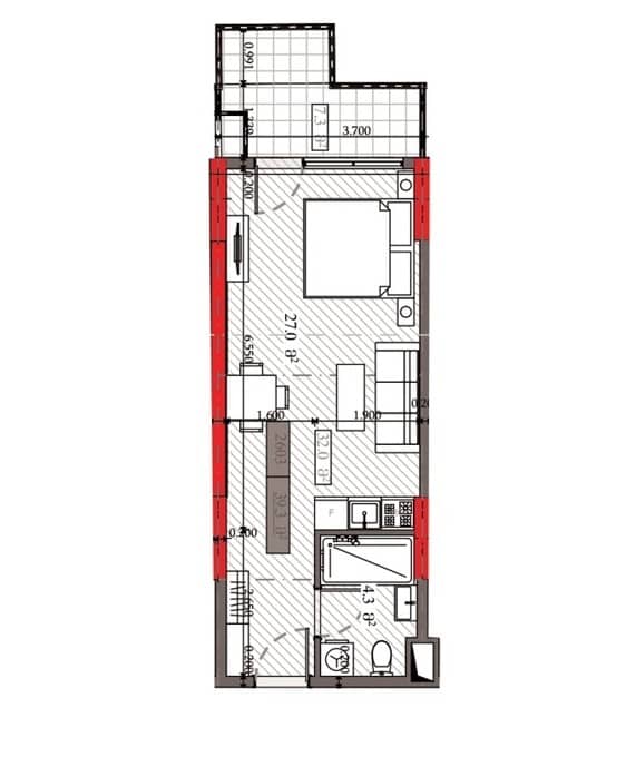 Студия, 39.3 м², 26 этаж в ЖК "Solis Residence"