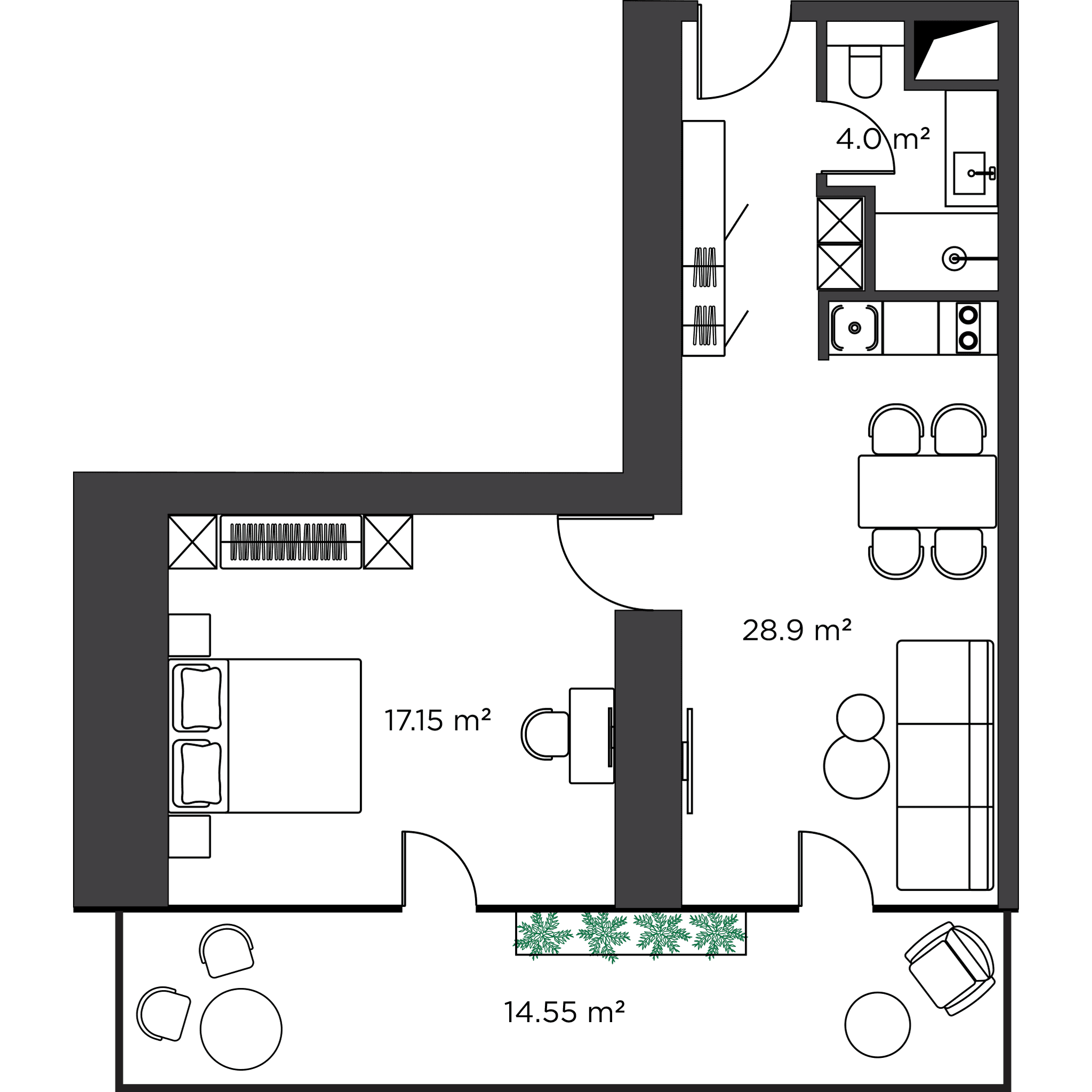 1-bedroom apartment, 64.95 m², 29 floor, Ambassadori Island in Batumi