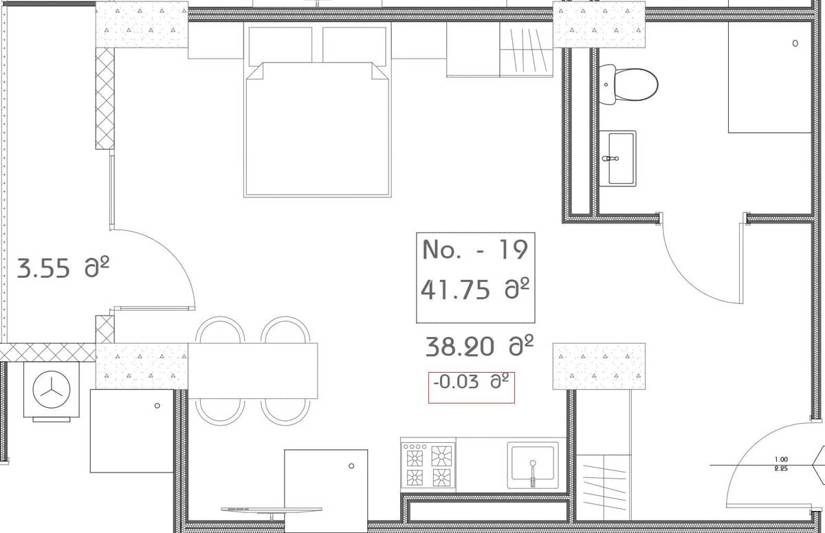 studio, 41.75 m², 15 floor, Mardi Aquapark Wellness Resort in Batumi