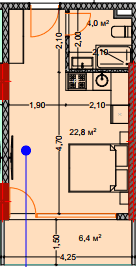 studio, 34.3 m², 3 floor in "Lagoon Resort"