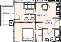 1-комнатная квартира, 52.3 м², 5 этаж в ЖК "Aquapark Residence"