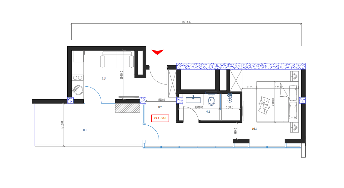1-комнатная квартира, 49.1 м², 17 этаж в ЖК "Marina Club"