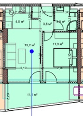 一居室公寓，49.9 m²，15 层，位于“Prime Residence”