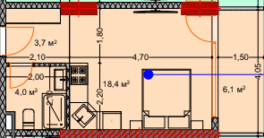 studio, 33.3 m², 4 floor in "Lagoon Resort"