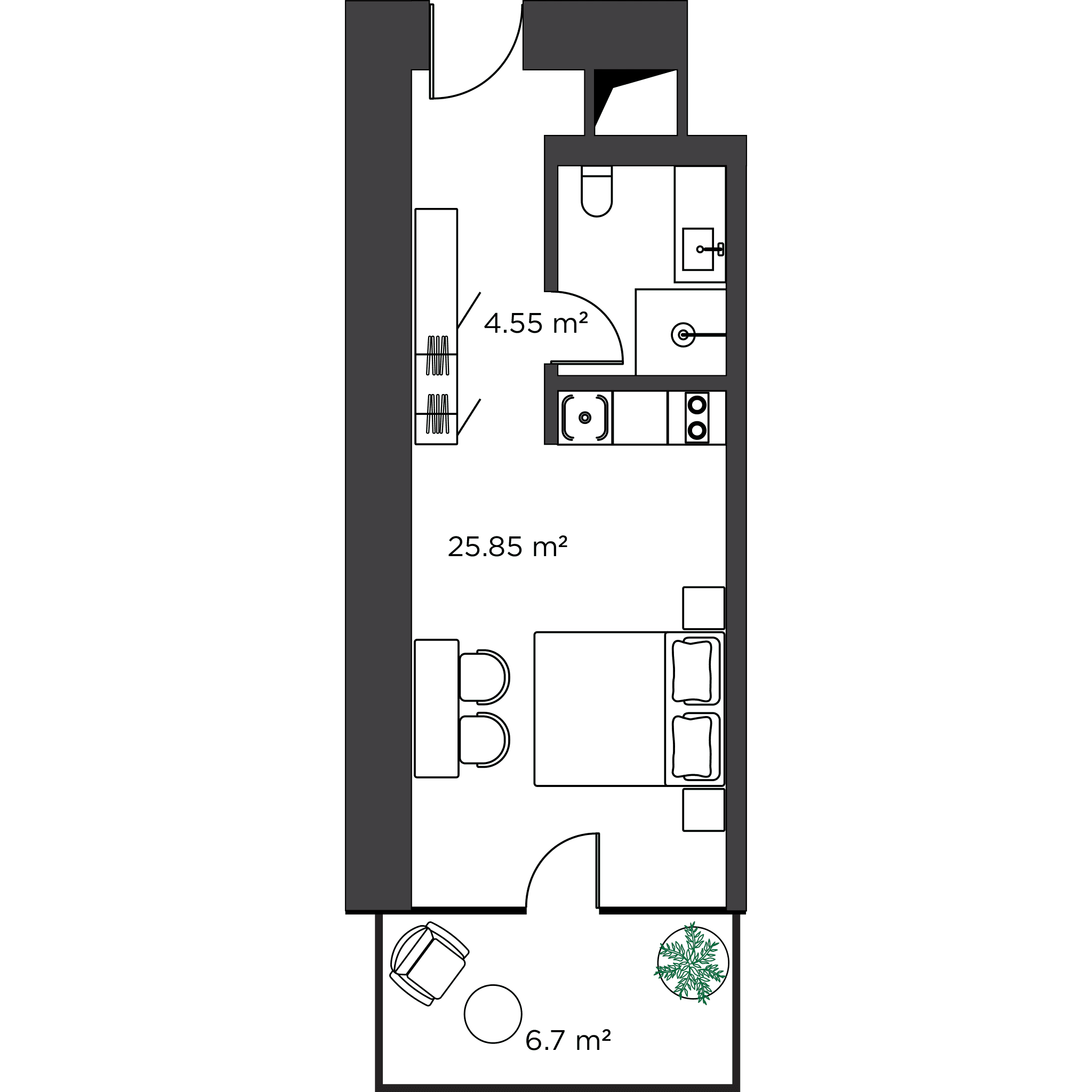 Studio, 37.85 m², 29 floor, Ambassadori Island in Batumi