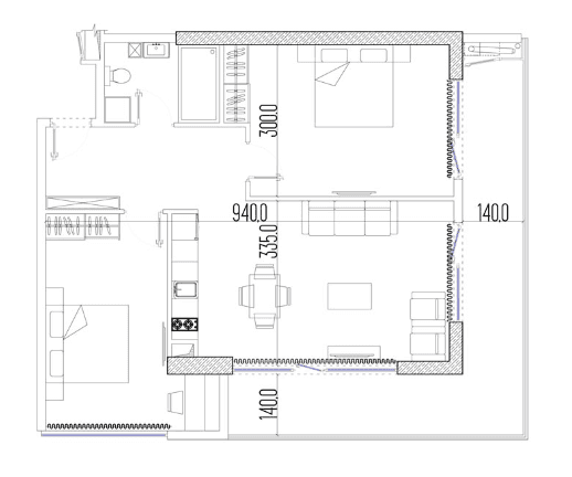 3-комнатная квартира, 80.8 м², 5 этаж в ЖК "Intourist Residence"