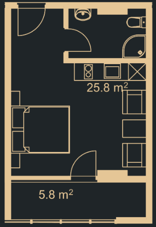 Студия, 30.4 м², 9 этаж в ЖК "Green Side Gonio"