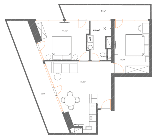 2-комнатная квартира, 95.38 м², 23 этаж в ЖК "7th Heaven Residence"