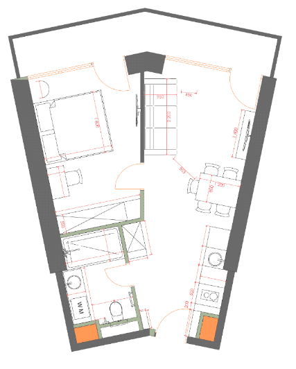 1-bedroom apartment, 49.63 m², 32 floor, 7th Heaven Residence in Batumi