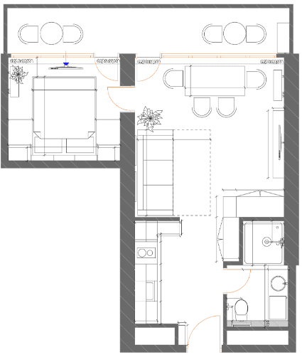 1-bedroom apartment, 48.46 m², 34 floor, 7th Heaven Residence in Batumi