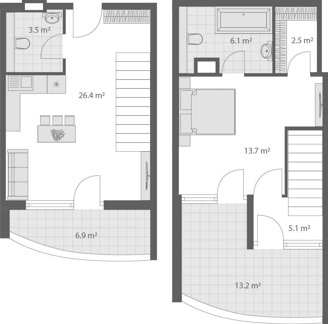 3-bedroom apartment, 77.4 m², 4 floor in "Wyndham Grand Family Club"