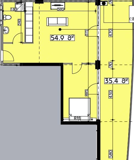 1-bedroom apartment, 90.3 m², 11 floor in "Swiss village"