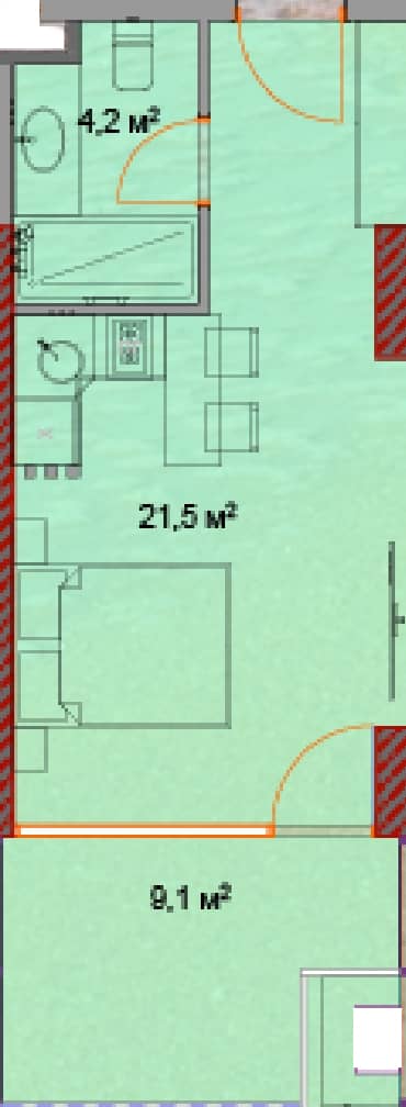 Студия, 35.6 м², 9 этаж в ЖК "Horizon Grand Residence"