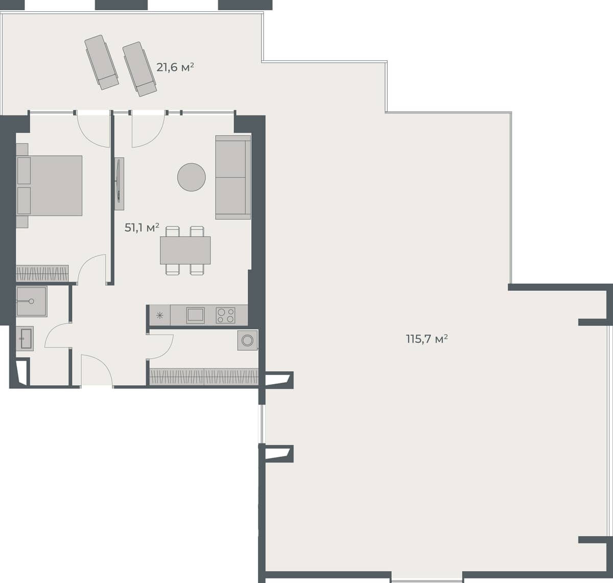 1-комнатная квартира, 188.4 м², 28 этаж в ЖК "One"