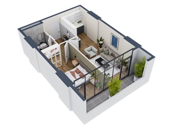 2-bedroom apartment, 57.65 m², 18 floor in "La Batumi Familia"