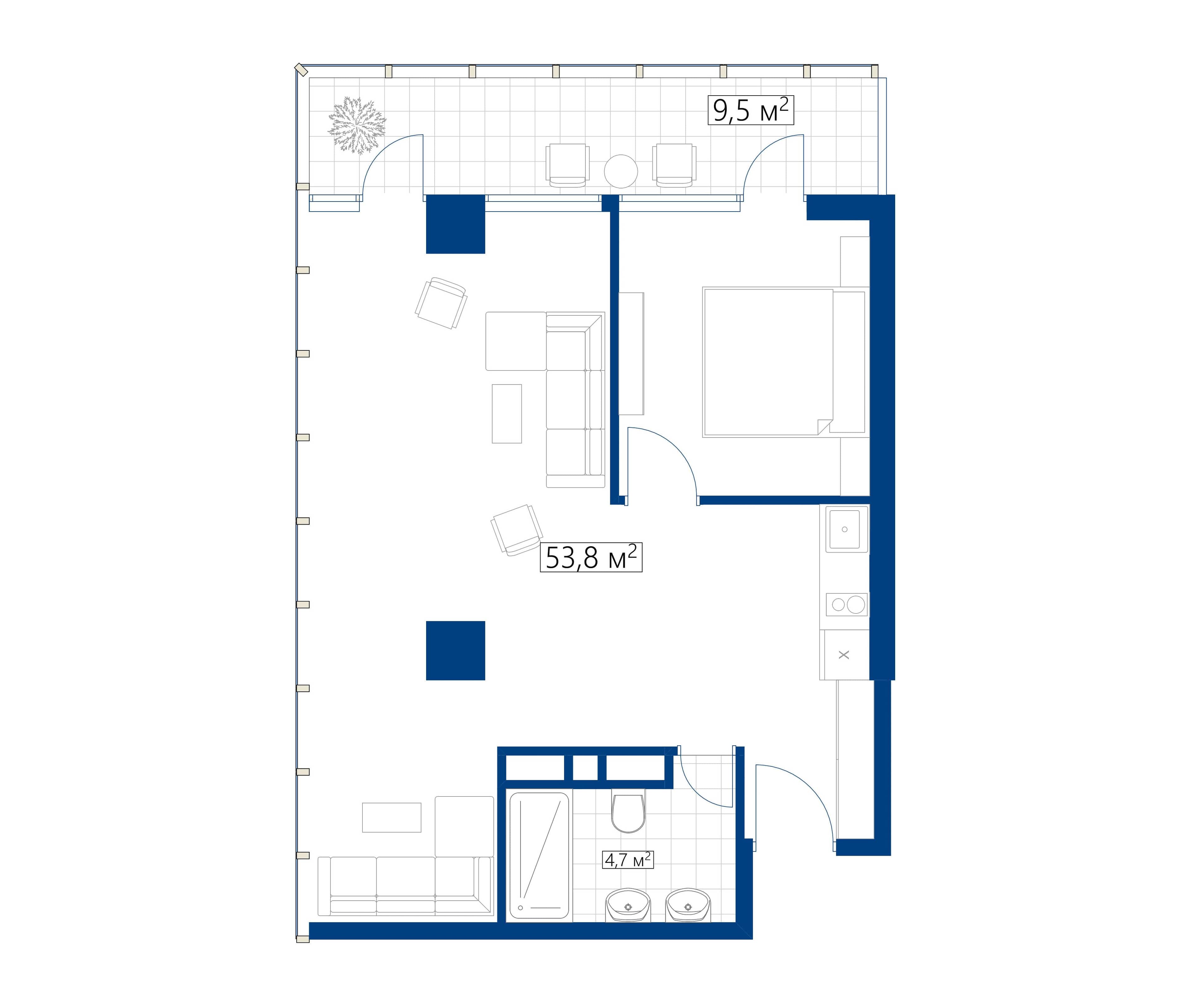 1-bedroom apartment, 63.3 m², 26 floor in "Calligraphy Towers"