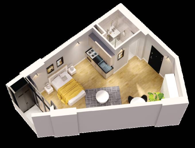 studio, 36.71 m², 2 floor, GWG Batumi in Batumi