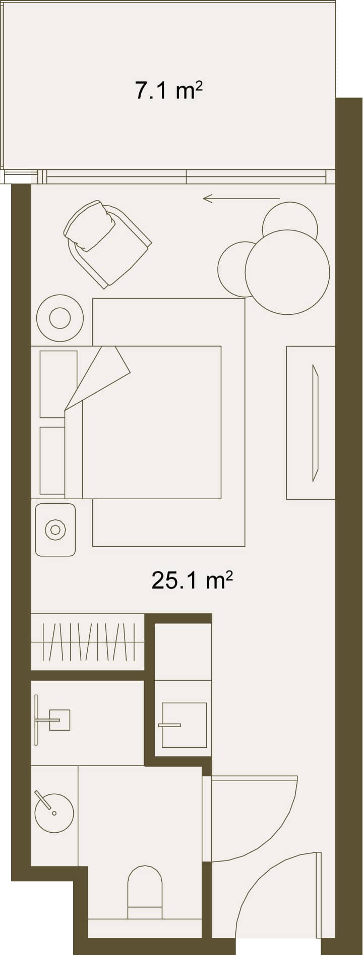 სტუდიო, 31.5 მ², სართული 2 -ში "NEXT GARDENS"