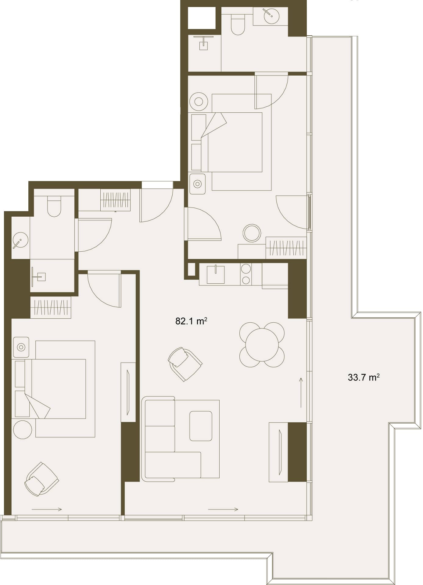 2-bedroom apartment, 115.8 m², Floor 11 in "NEXT GARDENS"