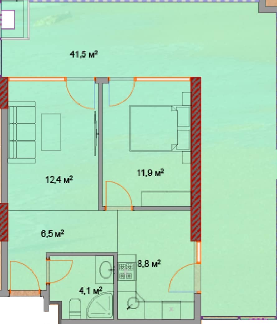 1-bedroom apartment, 87.3 m², 11 floor, Horizon Grand Residence in Batumi