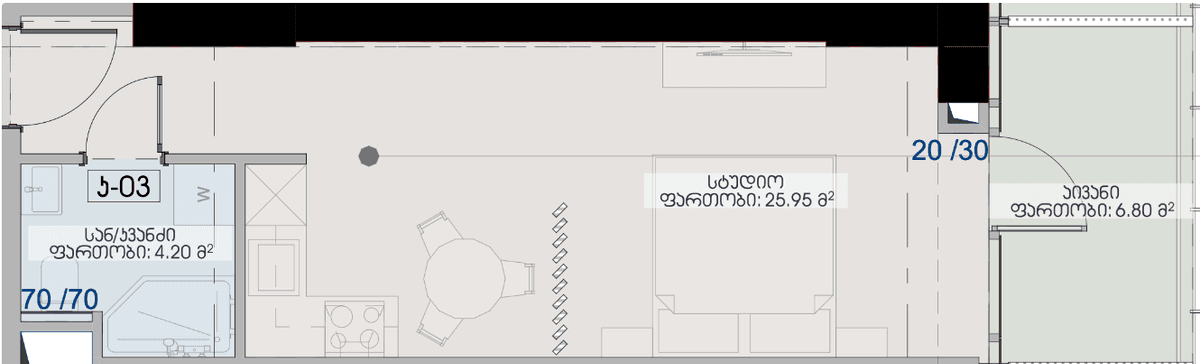 Студия, 36.95 м², 20 этаж в ЖК "Geuz Towers"