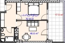 1-комнатная квартира, 64.1 м², 16 этаж в ЖК "Aquapark Residence"