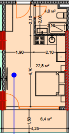 studio, 34.3 m², 2 floor, Lagoon Resort in Batumi
