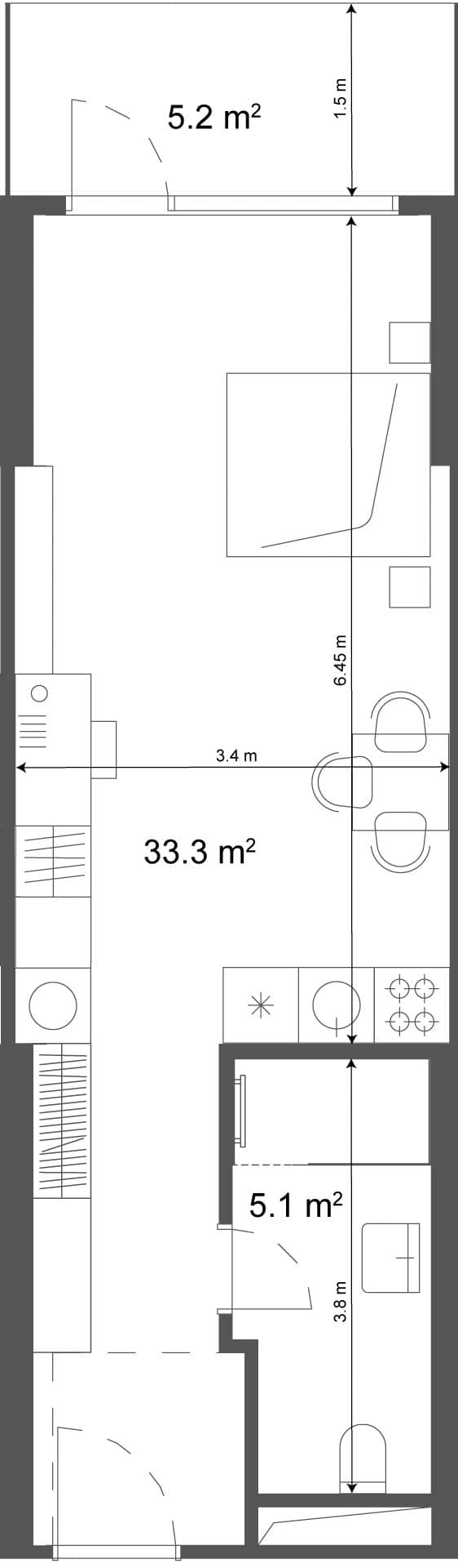 Студия, 38.5 м², 36 этаж в ЖК "Ramada Residences"
