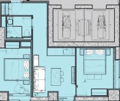 1-bedroom apartment, 58.42 m², 19 floor in "Radisson Residences"