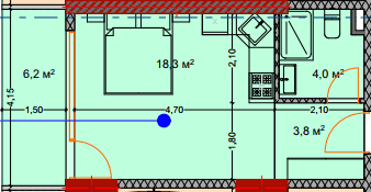 studio, 32.7 m², 4 floor in "Lagoon Resort"