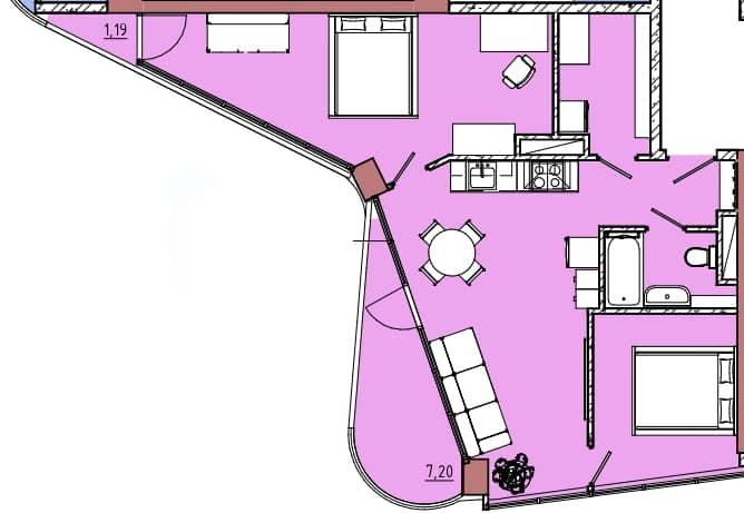 1-bedroom apartment, 69.46 m², 4 floor in "Mardi Hills"