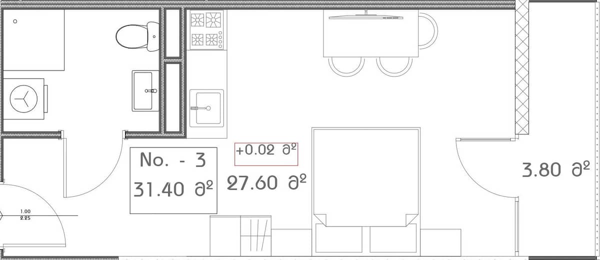 studio, 31.4 m², 14 floor, Mardi Aquapark Wellness Resort in Batumi