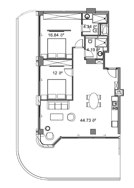 Студия, 155.5 м², 2 этаж в ЖК "Next Collection"