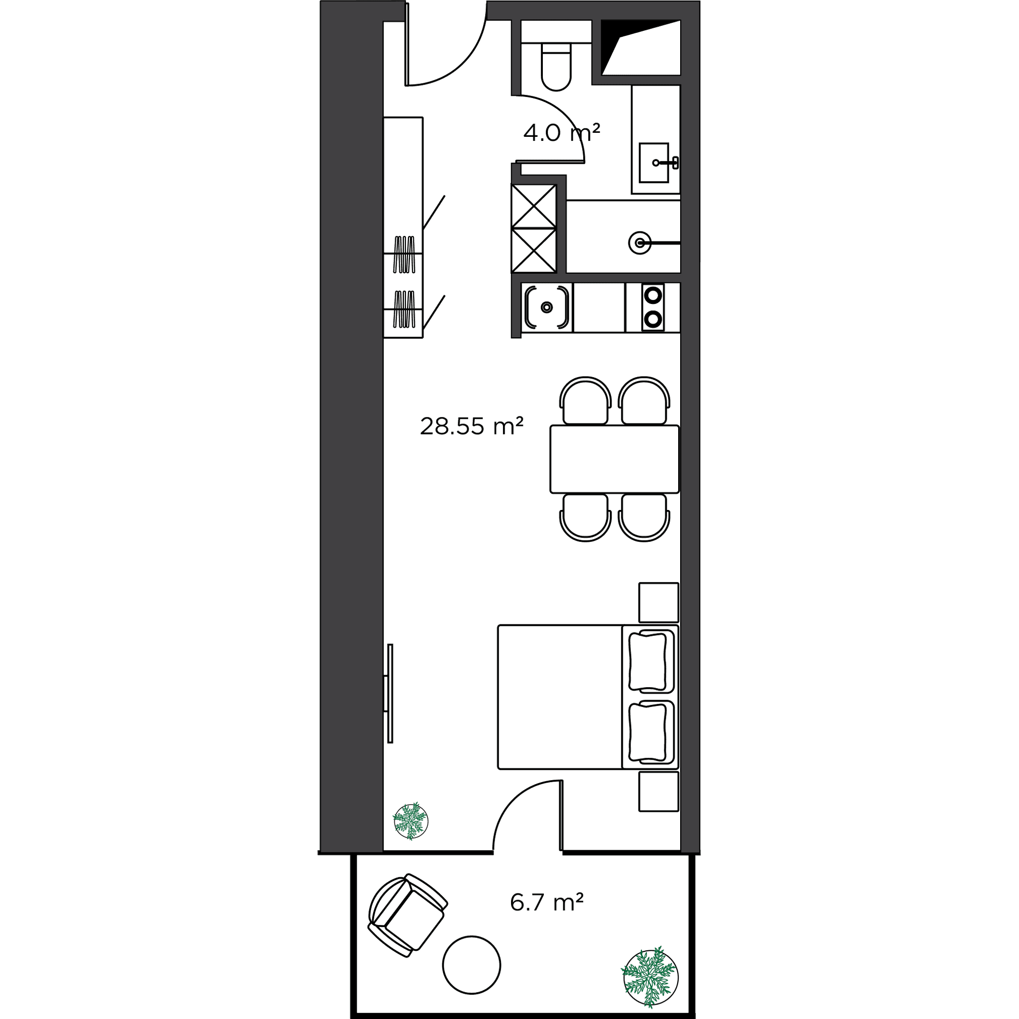 Studio, 39.7 m², 29 floor, Ambassadori Island in Batumi