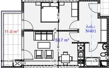 1-комнатная квартира, 61.7 м², 4 этаж в ЖК "Aquapark Residence"