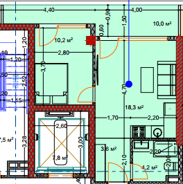 1-bedroom apartment, 48.1 m², 5 floor, Lagoon Resort in Batumi
