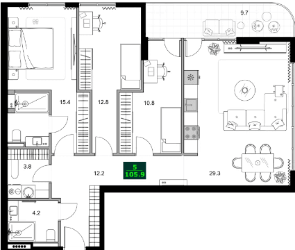 4-bedroom apartment, 105.9 m², 4 floor in "SUMMER 365"