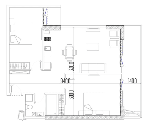 3-bedroom apartment, 72.8 m², 29 floor in "Intourist Residence"