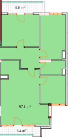 3-bedroom apartment, 109.8 m², 15 floor in "Modern Residence"