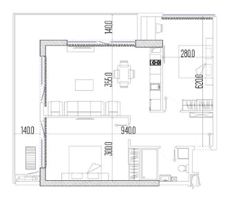 3-bedroom apartment, 83.3 m², 19 floor, Intourist Residence in Batumi