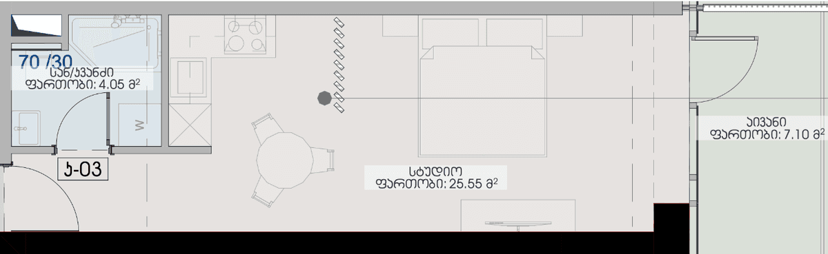 studio, 36.7 m², 11 floor, Geuz Towers in Batumi