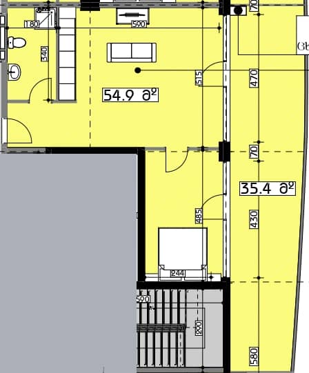 2-bedroom apartment, 54.9 m², 9 floor in "Swiss village"