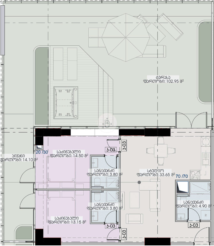 2-bedroom apartment, 190.85 m², 40 floor in "Geuz Towers"