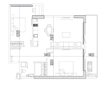 3-bedroom apartment, 74 m², 28 floor, Intourist Residence in Batumi