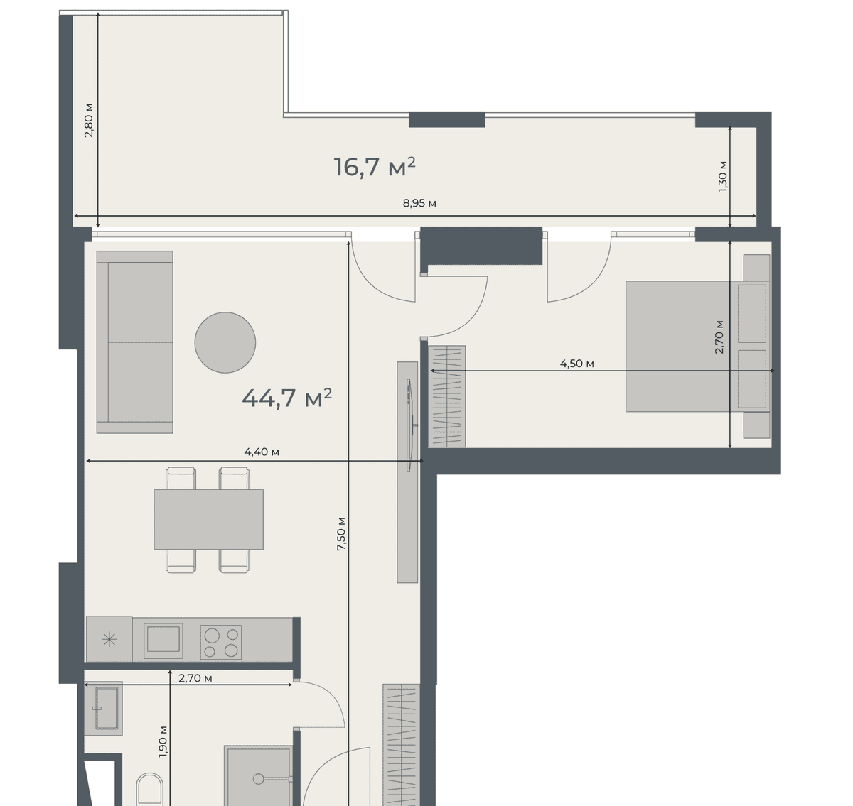 1-bedroom apartment, 61.4 m², 4 floor, Stay & Rent in Batumi