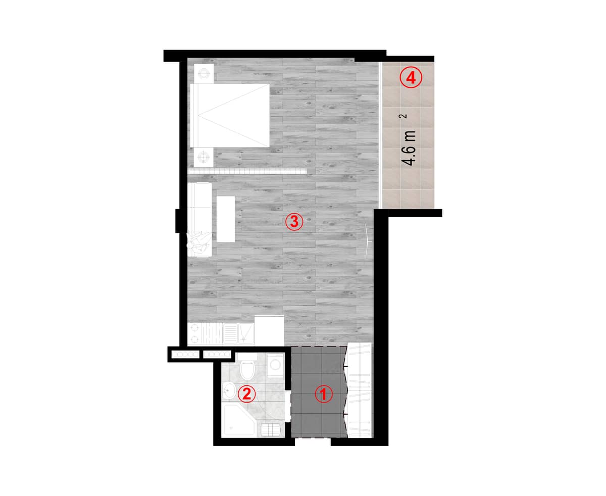 Студия, 47.8 м², 3 этаж в ЖК "Green Cape"